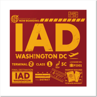 Vintage Washington DC IAD Airport Code Travel Day Retro Travel Tag Light Posters and Art